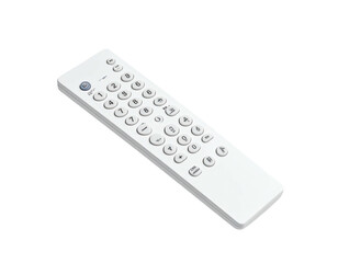 White rectangular remote control with numerous buttons (4)