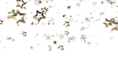 Beautiful winter background with golden stars and snowflakes. Perfect for holiday designs.