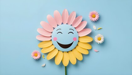 Joyful flower smiling creative studio graphic design colorful environment close-up view