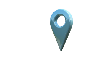 Light teal 3D map marker on black background