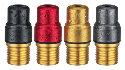 Four colorful metal objects on transparent png background