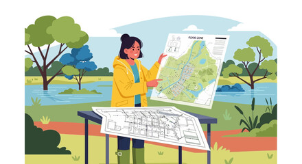 Navigating Nature's Fury: A Detailed Analysis of Flood Zone Mapping in the Countryside © rohmad
