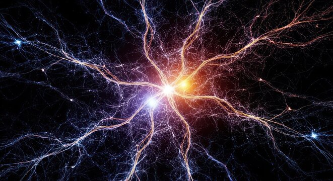Abstract Neural Network Connection Points with light