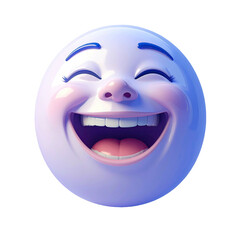 Fototapeta premium Cartoonish, round, light purple face with a wide, joyful laugh