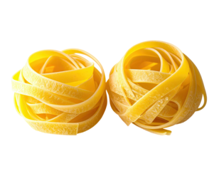 Two balls of yellow pasta, close-up