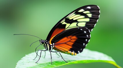Fototapeta premium Captivating butterfly displaying vibrant colors lush green environment nature photography close-up view
