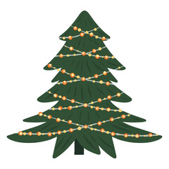 Christmas Tree Illustration, Festive Tree Graphic, Holiday Tree Drawing