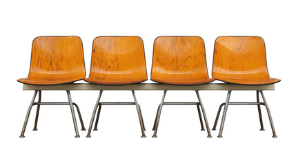 Orange chairs in a row seating on transparent png background