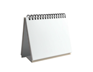 Blank tabletop calendar with black spiral binding