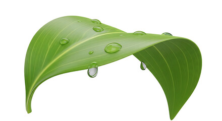 Fresh Green Leaf with Water Droplets, Perfect for Nature or Eco-Friendly Themes