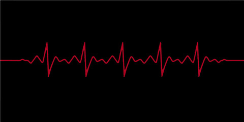 Red cardiogram line on a dark monitor illustrates a healthy heartbeat pulse wave