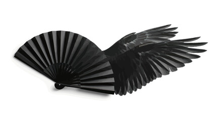 Abstract monochrome fan wings, creating a unique and ethereal hybrid representation