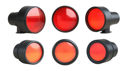 Six red lights illustration on transparent png background