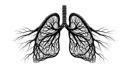 Anatomical representation of lungs with tree-branch-like structure intricate pulmonary concept