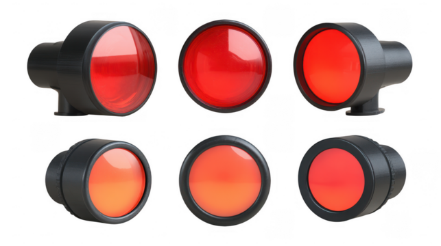 Six red lights illustration on transparent png background