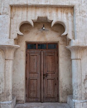 Rustic Wooden Door with Traditional Emirati Design
