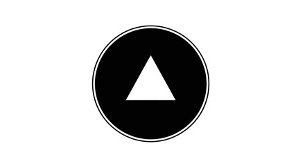 Minimalist black and white circular emblem with upward pointing triangle direction symbol