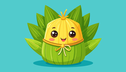 Adorable Corn Character with Husk Cartoon Design
