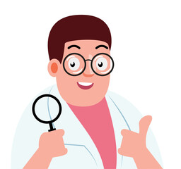Cartoon scientists and researcher illustration