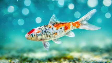 Naklejka premium Colorful koi fish swimming in crystal clear water underwater photography natural habitat serene environment