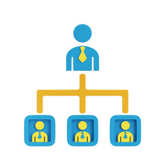 Isometric Style Detailed Organizational Chart Structure Corporate Hierarchy Icon