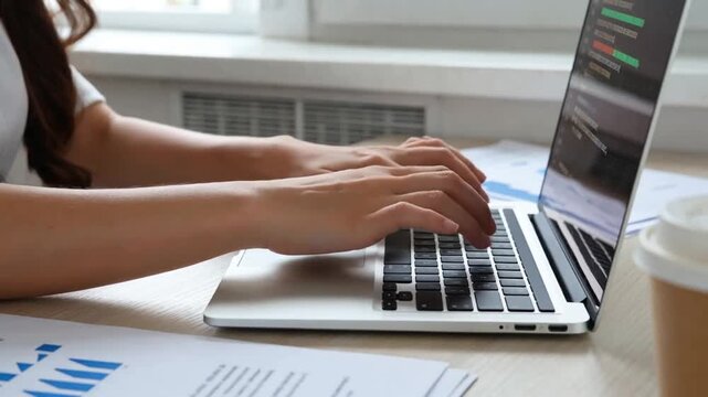 Hands Typing on Laptop Business and Technology in Action