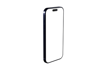 High-quality image of a sleek black smartphone with a blank screen, perfect for app presentations or website mockups.