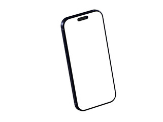 Clean, isolated image of a black smartphone with a blank screen, perfect for app presentations or website designs.