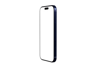 High-quality image of a sleek dark blue smartphone with a blank screen, perfect for app presentations or tech designs.