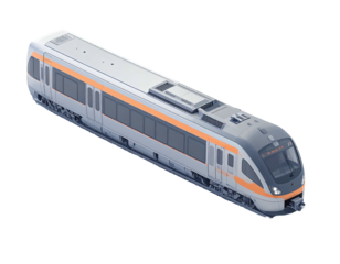 Gray and orange modern train, top-down view