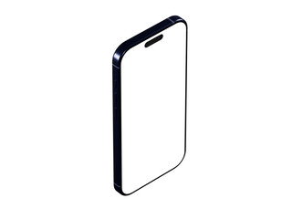 High-quality isometric mockup of a modern smartphone with a blank screen. Ideal for app presentations and website designs.