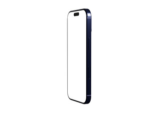 High-quality image of a sleek dark blue smartphone with a blank screen, perfect for app presentations or technology websites.