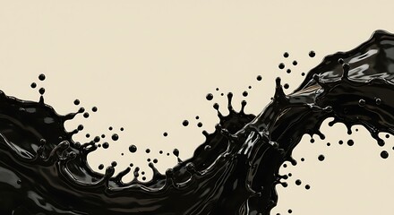 Dynamic black liquid splash with sleek, glossy texture creates a dramatic, modern effect perfect for striking designs and impactful backgrounds