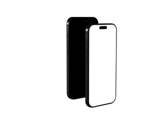 High-quality mockup of two black smartphones with blank screens. Perfect for app presentations or website designs.