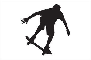 Obraz premium Skateboarder in Action – Monochrome Vector Illustration