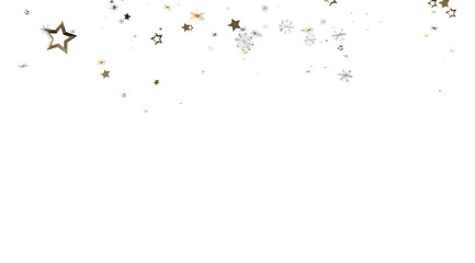 Sparkling winter background with gold stars and snowflakes. Perfect for holidays, celebrations, and winter themes.