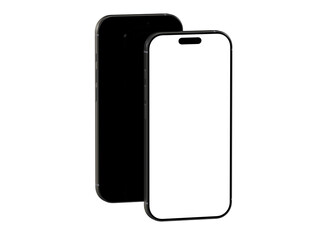 High-quality image of a modern smartphone mockup with a black and white screen, perfect for app presentations and website designs.