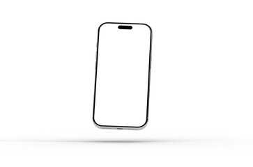 High-quality 3D render of a modern smartphone with a blank screen, perfect for showcasing app designs or mobile interfaces. Isolated on white background.