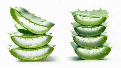 Aloe vera slices stacked, close-up