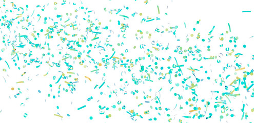 Festive confetti background with teal and gold elements. Perfect for party invitations, celebrations, and more.