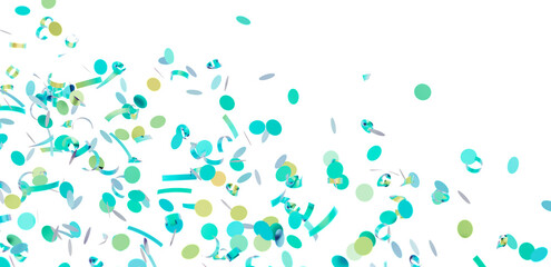 Falling confetti background with teal, green, and silver elements. Perfect for celebrations, parties, and festive designs.
