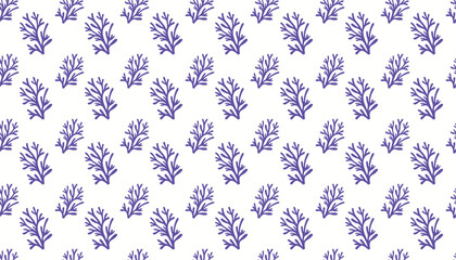 seamless hand drawn floral pattern background, violet botanical print for fabric and wallpaper, modern organic leaf seamless vector texture, artistic hand drawn botanical illustration repeat