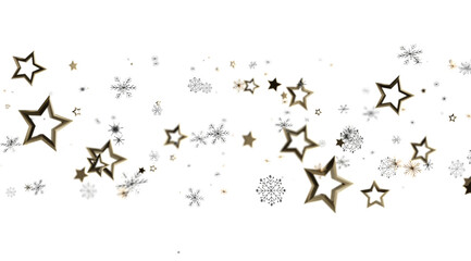 Festive winter background with gold stars and snowflakes. Perfect for holidays.