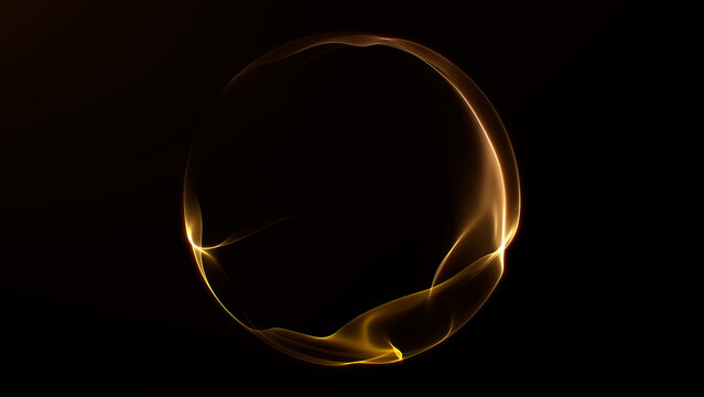 Glowing golden abstract plasma sphere with smooth liquid energy waves and soft flowing motion on dark background. Elegant gold fluid shape with sci-fi digital glow for tech or design concept. - Powered by Adobe