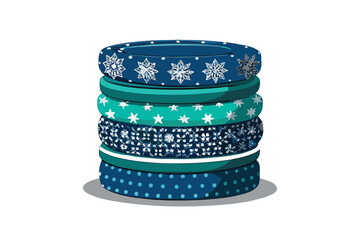 Stack of Decorative Blue and Teal Washi Tape Rolls with Winter Patterns decorative tape