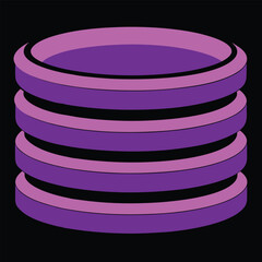 Stack of Purple and Pink Cylindrical Rings with Black Background vector illustration