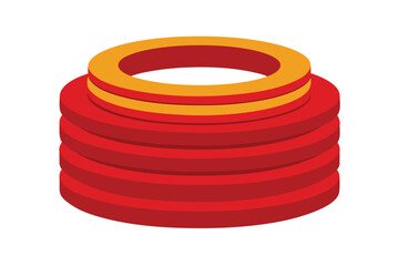 Stacked red and orange rings with subtle shading and isometric perspective abstract background