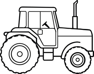 farm tractor outline vector and illustration line art 