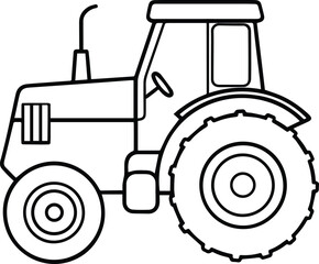 farm tractor outline vector and illustration line art 