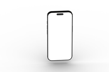 High-quality image of a black smartphone with blank screen, perfect for app presentations or website mockups. Isolated on white background for